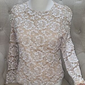 ACOS&A Coquette/ Chic Lace Long Sleeve Top  Lined Floral Shoulder Detail XL